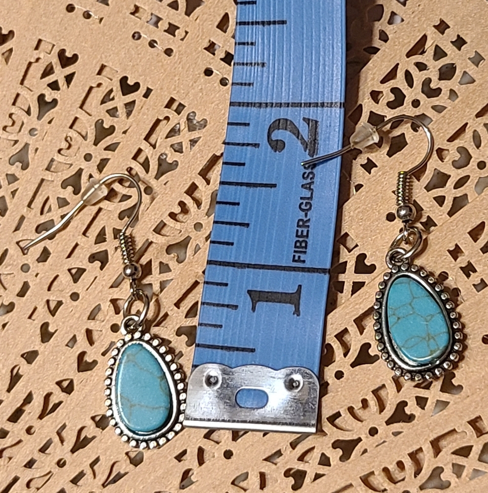 Vintage Silver and Turquoise Drop Earrings - Picture 5 of 5